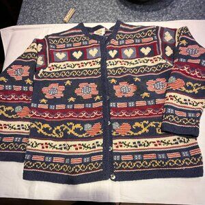 Talbots Americana Button-up Cardigan Sweater - Large